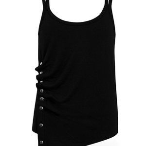 Hatti Button Side Tank Top In Black